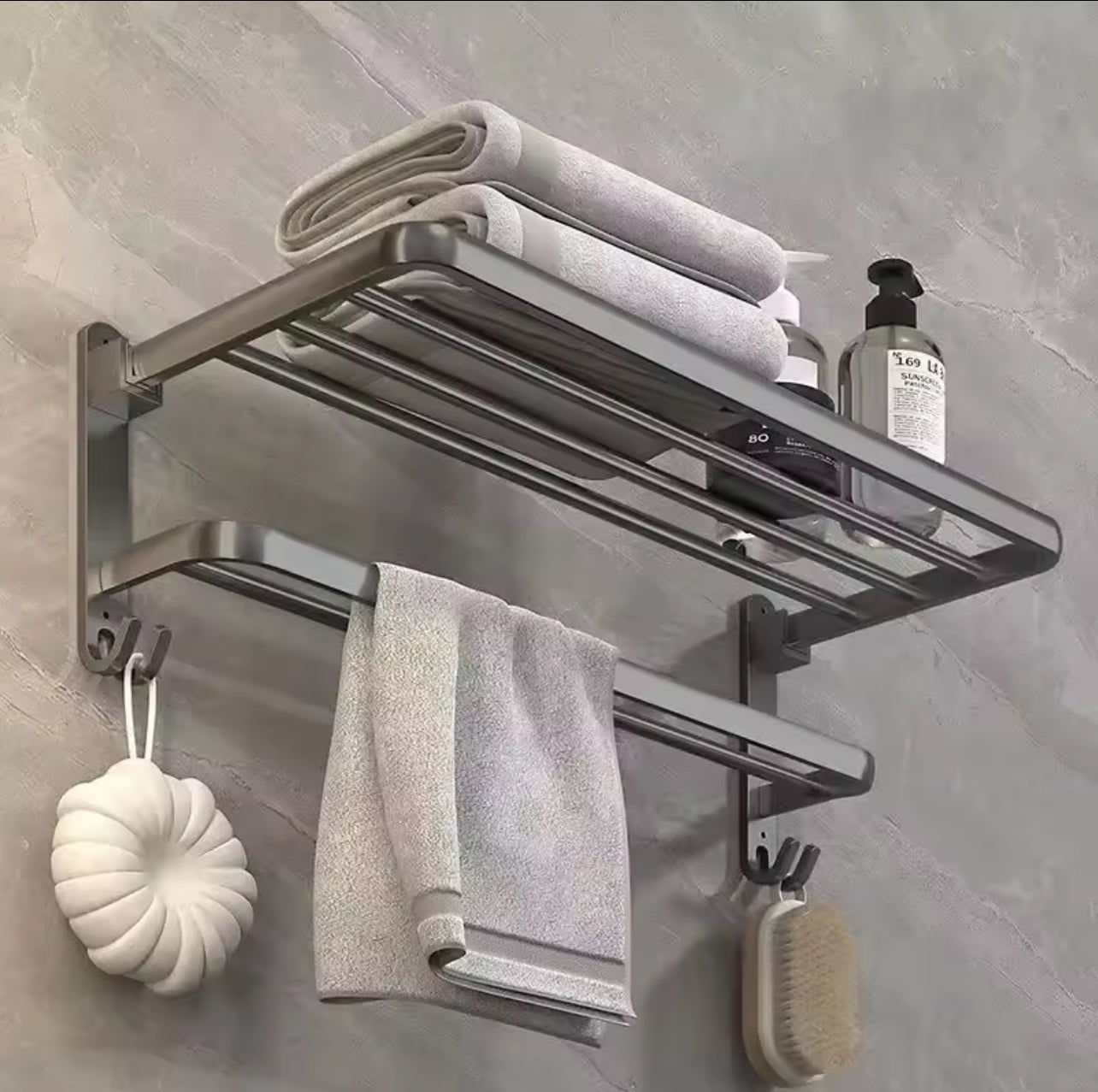 porte-serviettes pliant mural en aluminium
