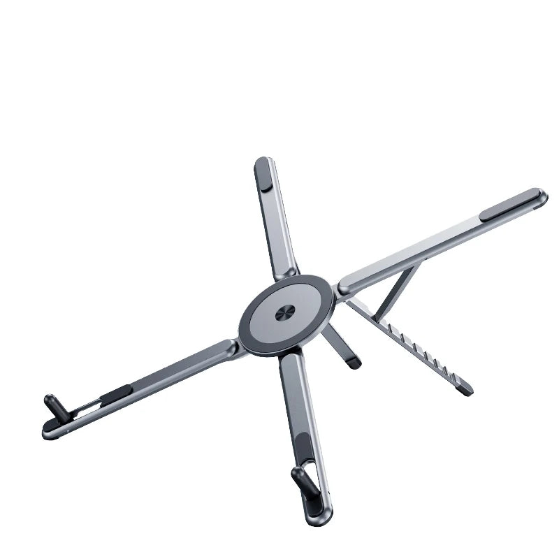 Support Ergonomique Réglable pour Ordinateur Portable en Aluminium – Pliable 3 en 1 avec Support Magnétique pour Téléphone & Tablette
