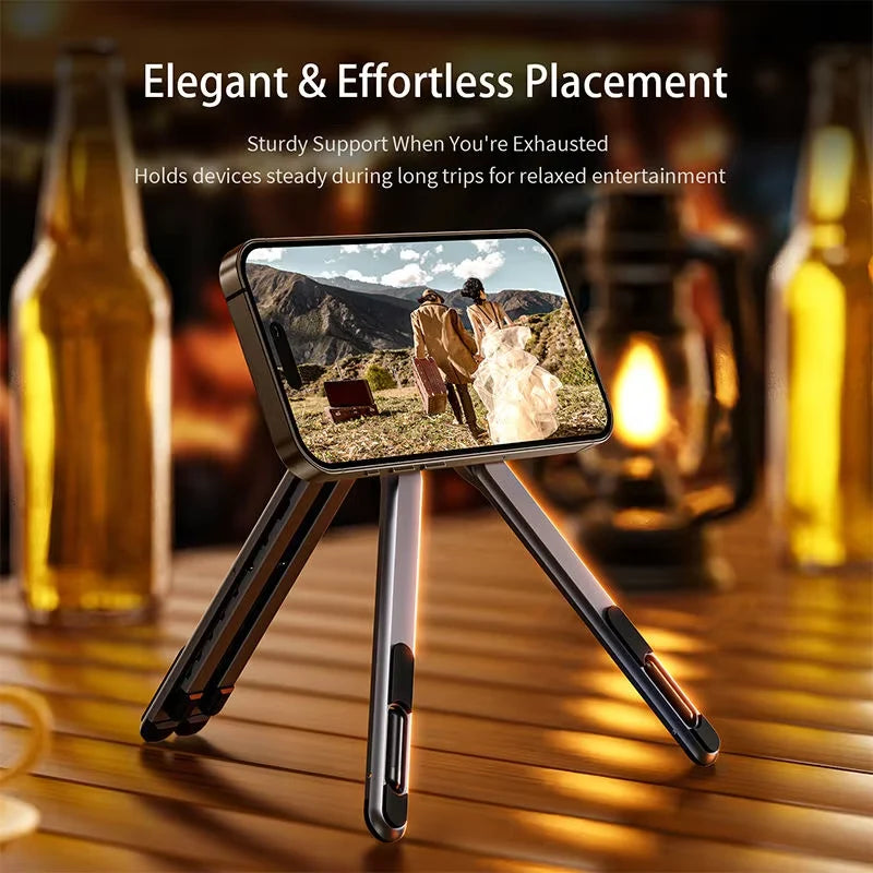 Support Ergonomique Réglable pour Ordinateur Portable en Aluminium – Pliable 3 en 1 avec Support Magnétique pour Téléphone & Tablette