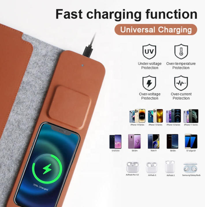 Pochette Laptop 3 en 1 avec Recharge Sans Fil – Support & Tapis Souris